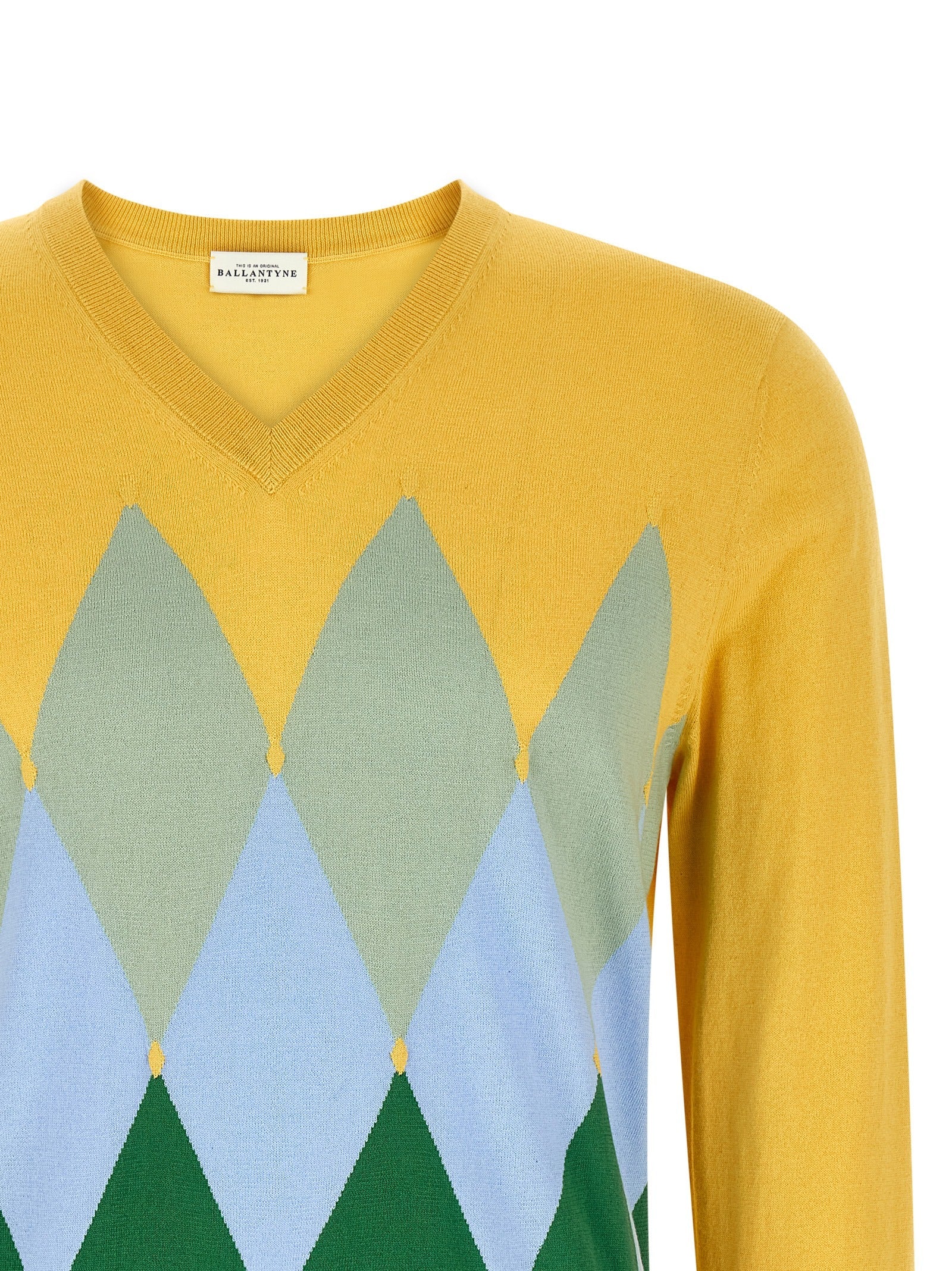Cotton Cashmere Argyle Sweater for Comfort