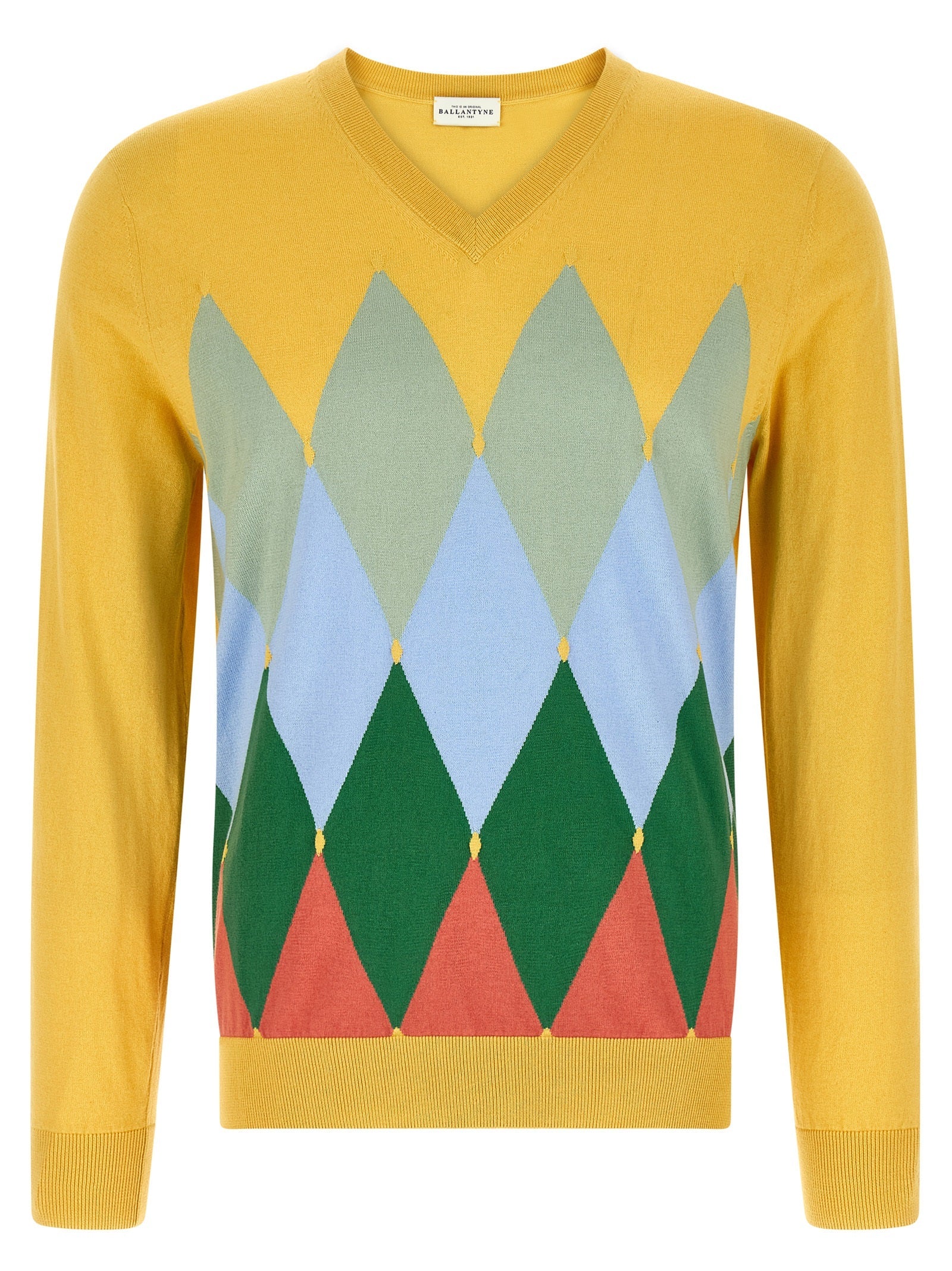 Cotton Cashmere Argyle Sweater for Comfort