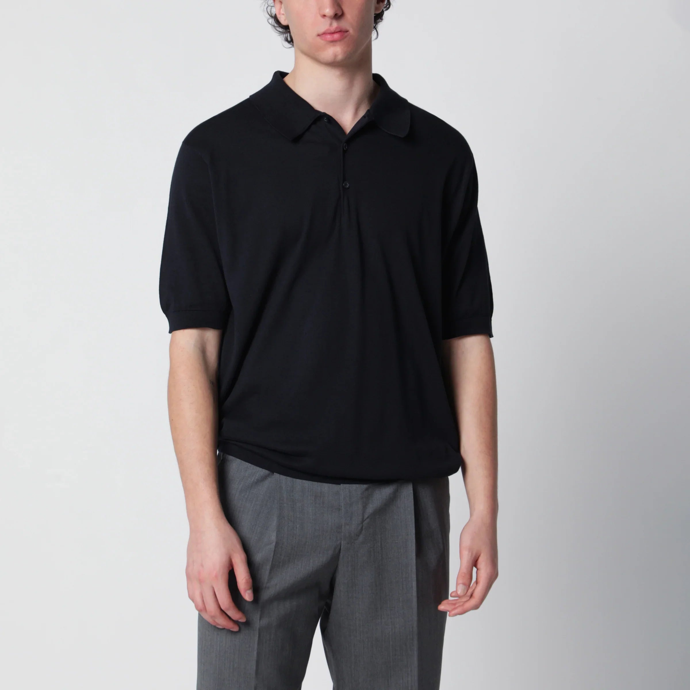 Cotton Navy Blue Polo Shirt for Comfort