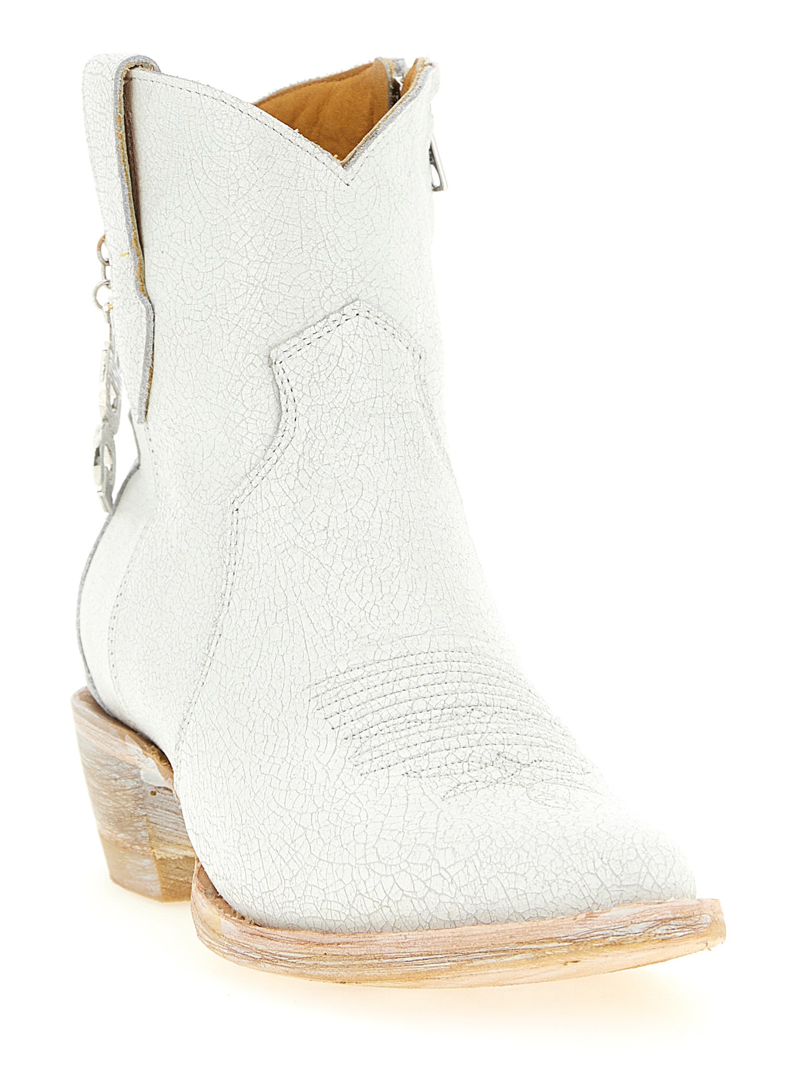 Craquelé Leather Texan Ankle Boots