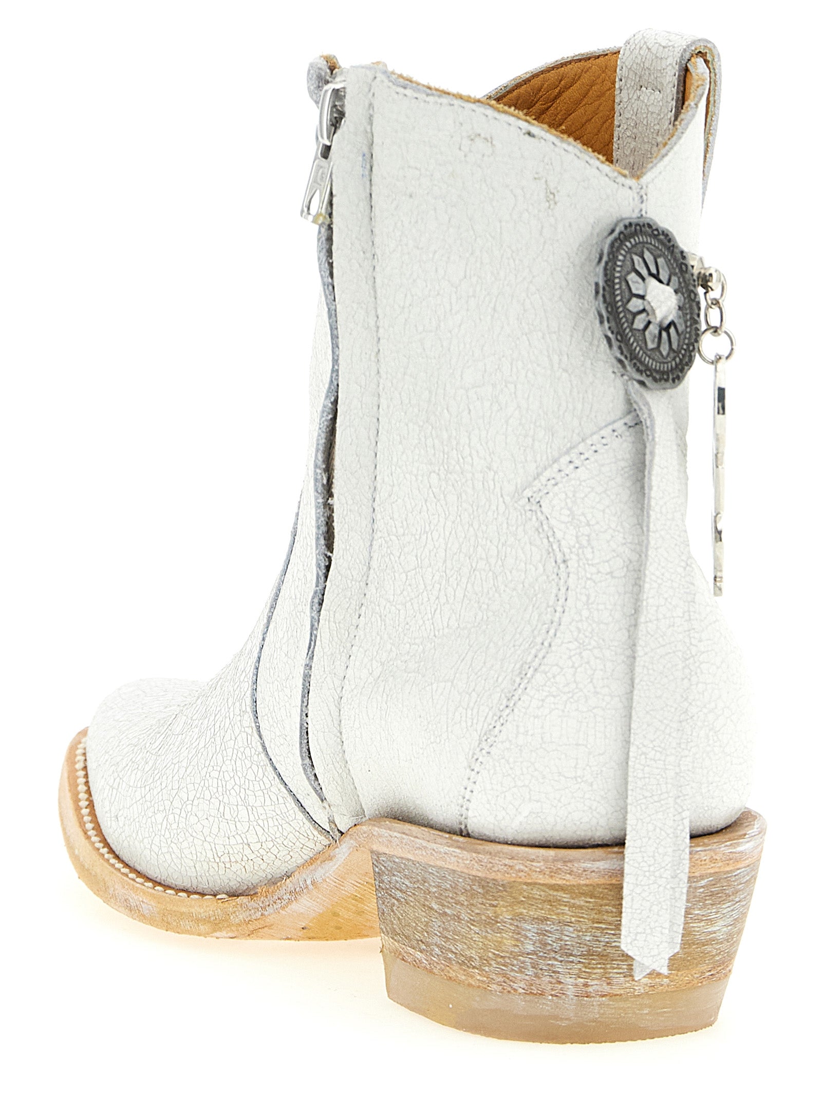 Craquelé Leather Texan Ankle Boots