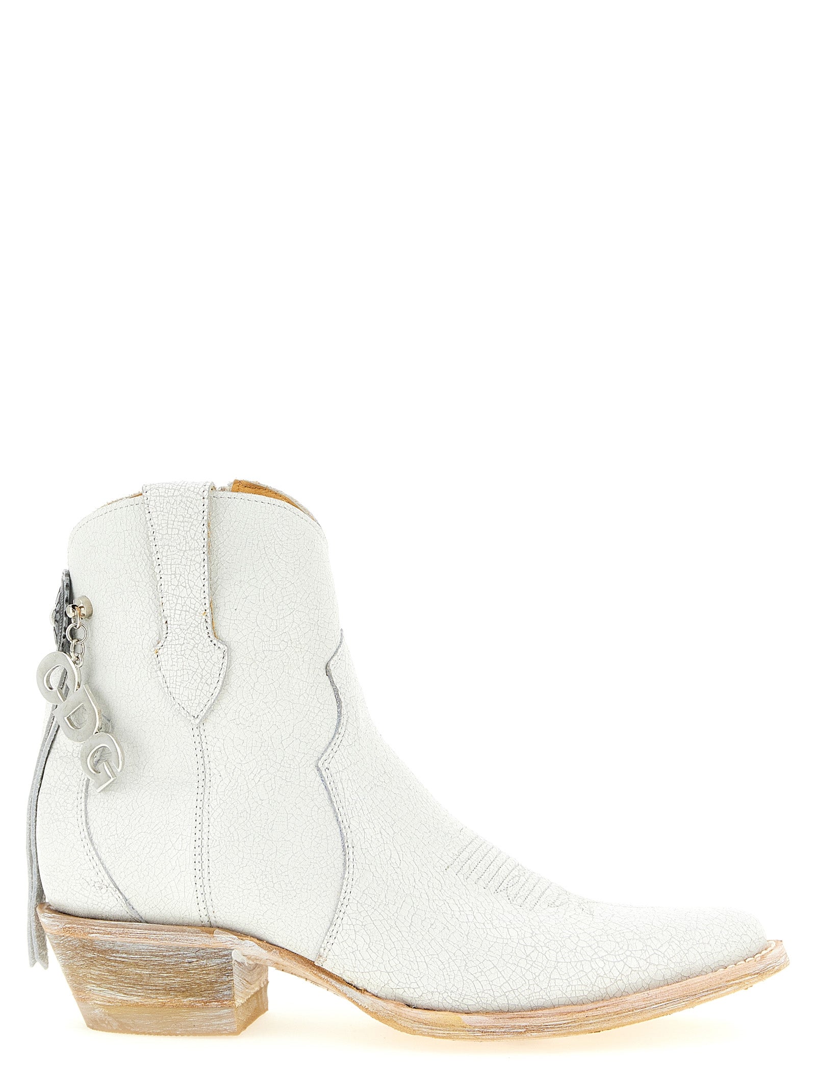 Craquelé Leather Texan Ankle Boots