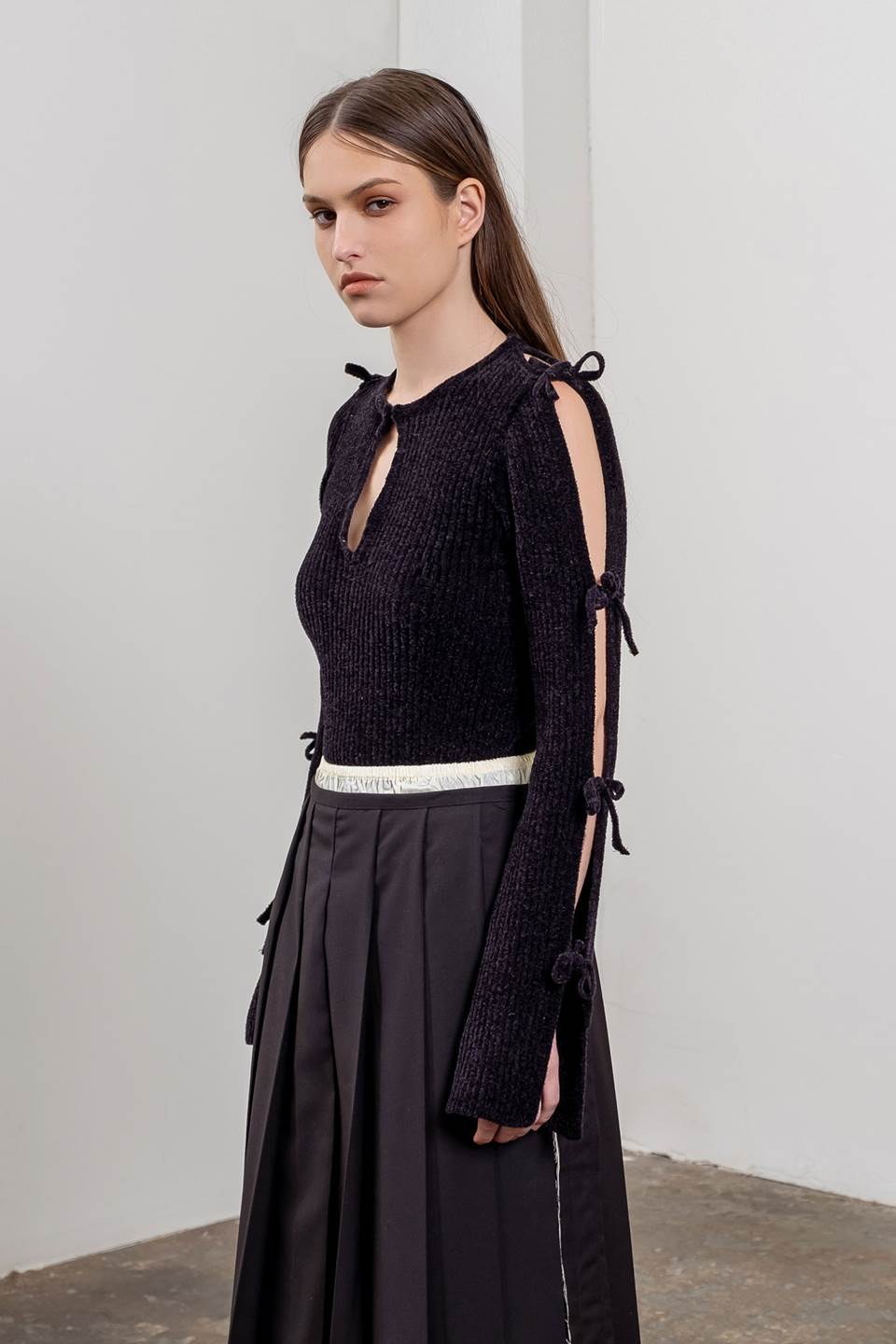 Cut-Out Ribbon Sweater