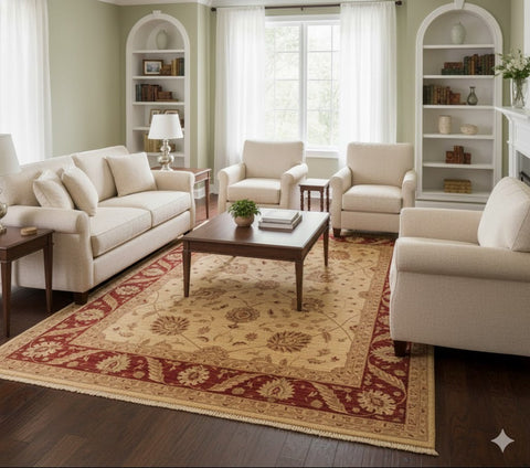 Hand-Knotted Sultanabad Vegetable-Dyed Wool Rug, 8' 3" x 9' 3" (K)