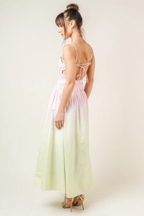 Ombre Wrinkled Maxi Dress for Women