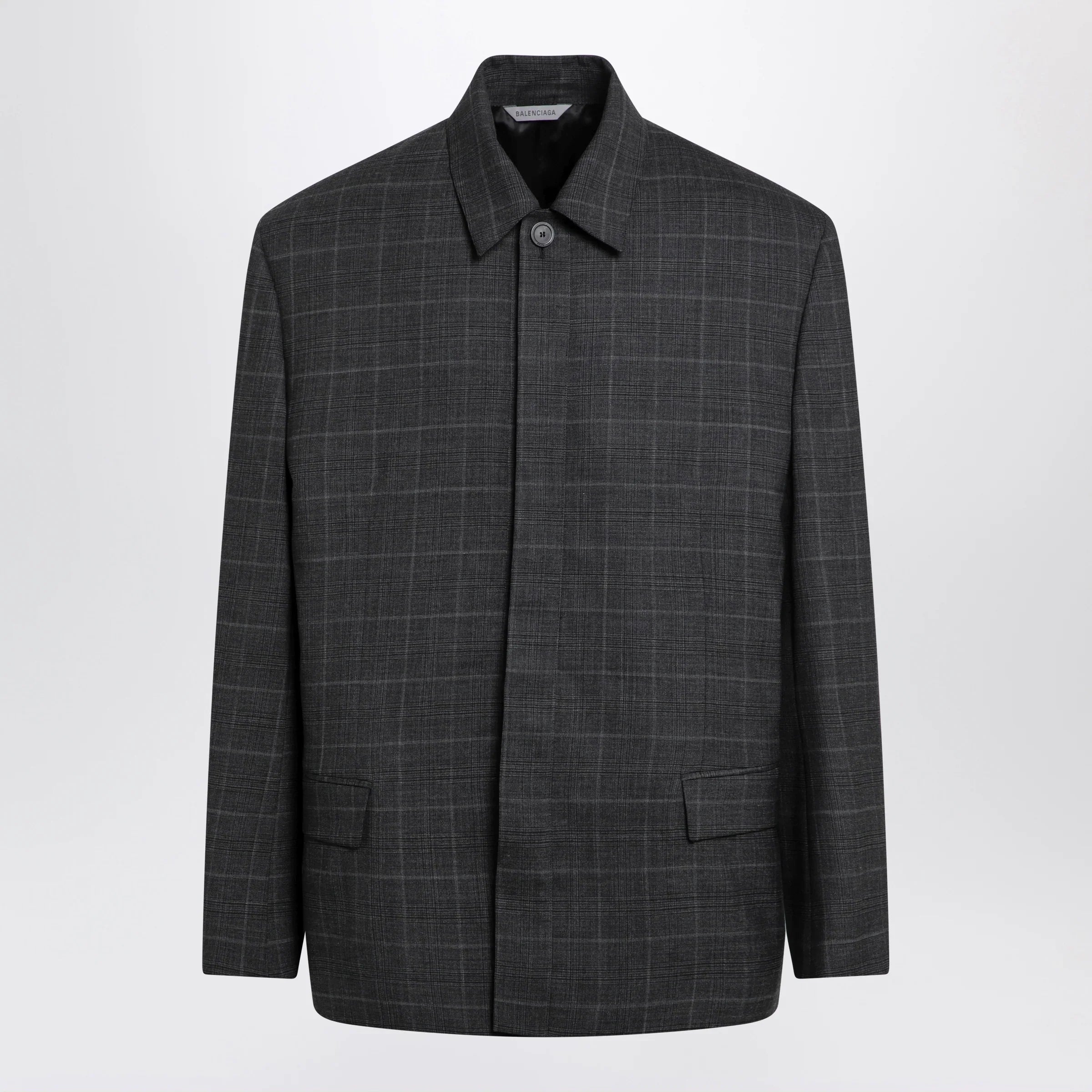 Dark Grey Check Wool Comfort Jacket