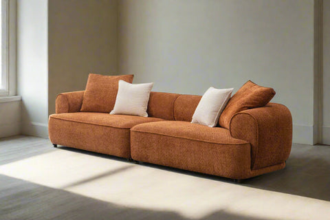 Sunset Collection Mid-Century Modern 4-Seater Fabric Sofa – 118"