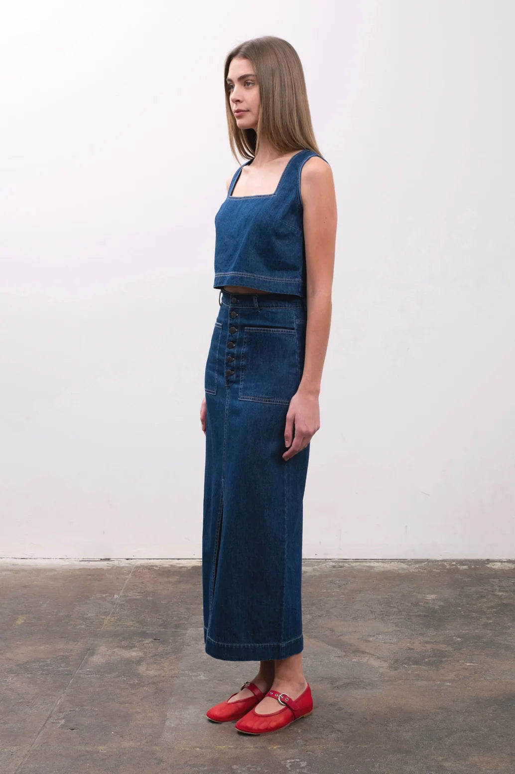 Denim Sleeveless Crop Top