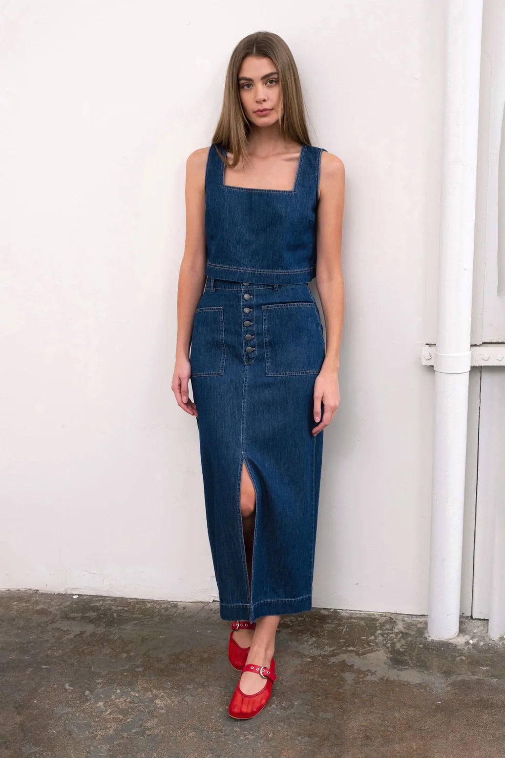 Denim Sleeveless Crop Top