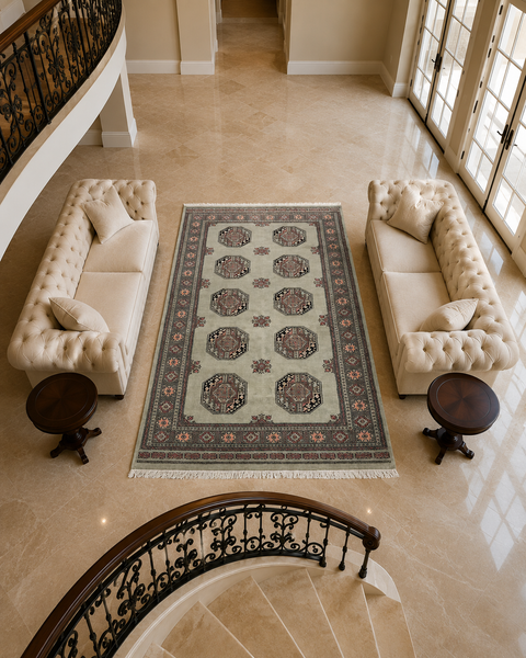 Hand-Knotted Pakistani Bokhara Rug – 100% Wool, 4' 6" x 6' 6"