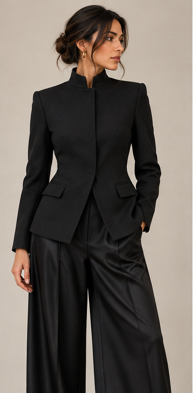 STAND COLLAR WOOL BLAZER