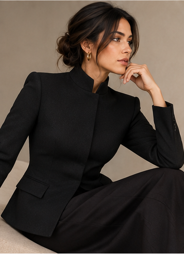 STAND COLLAR WOOL BLAZER