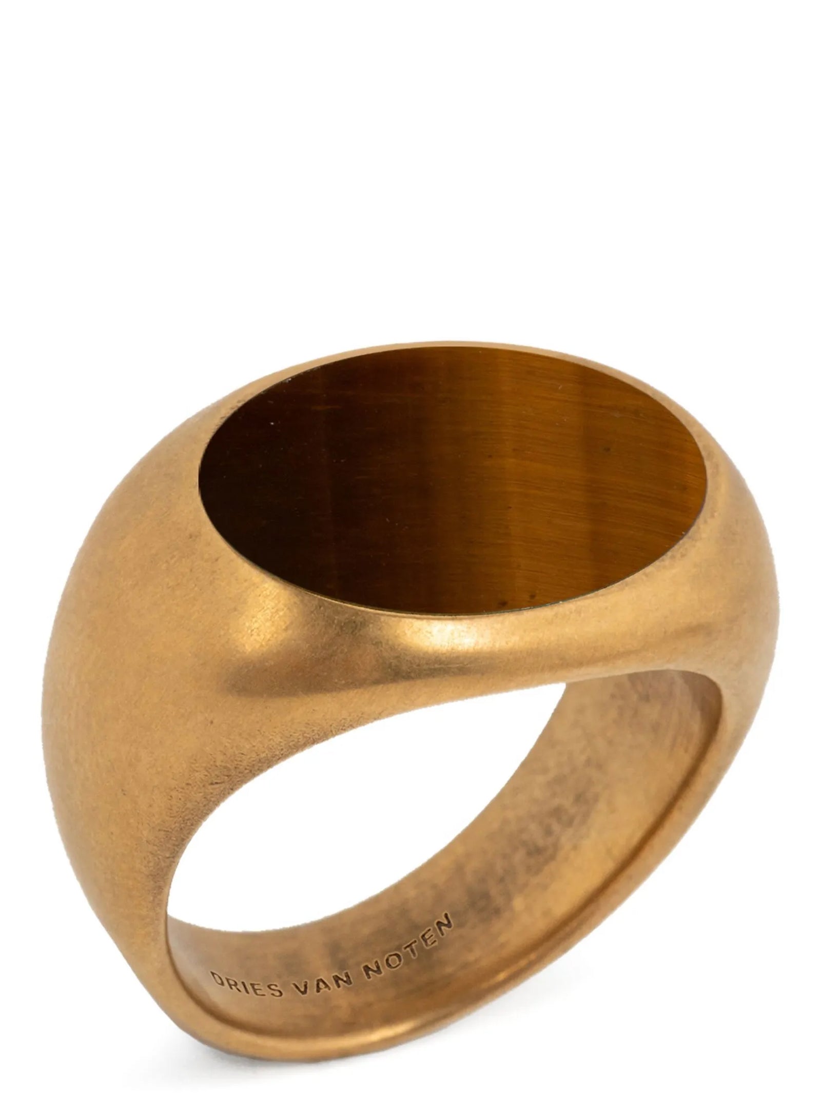 Ecological Brass Signet Ring with Stone