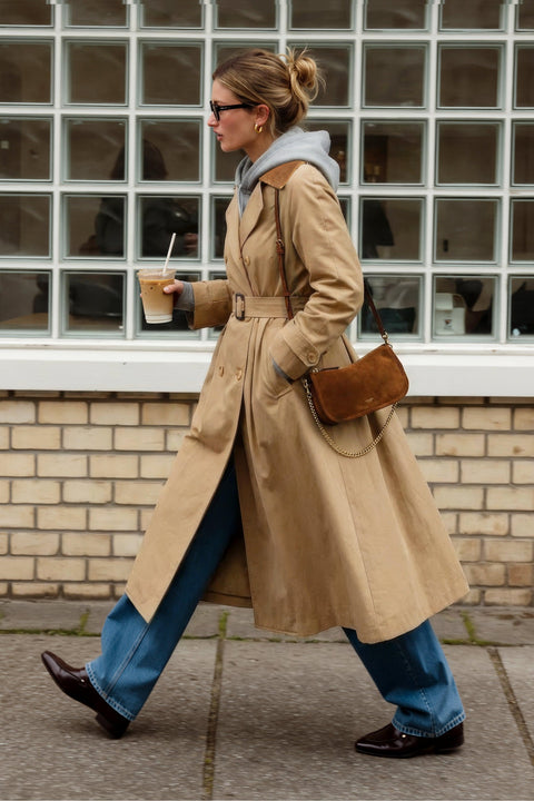 FALLING LEAVES WOVEN MIDI TRENCH COAT