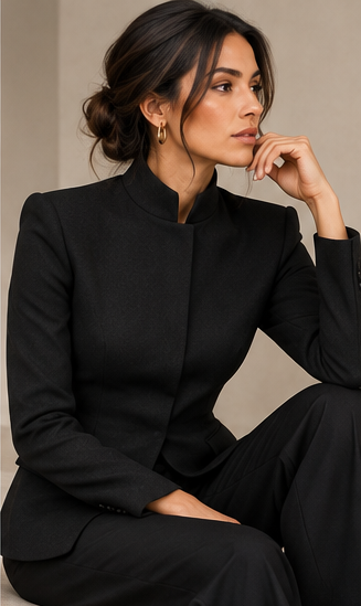 STAND COLLAR WOOL BLAZER
