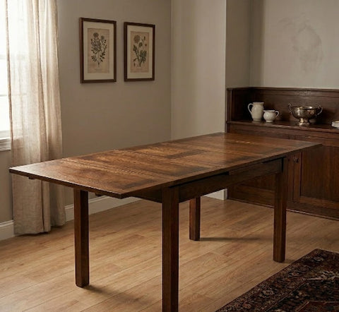 (Pre-Order Walnut Only) Mission Oak Kitchen Table with 2 Leaves - 2 Stain Options