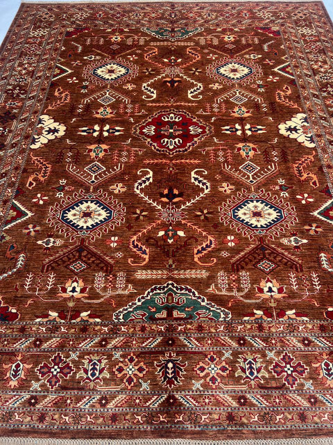 Hand-Knotted Agra Vegetable-Dyed Wool Rug, 8' 2" x 10' 0"