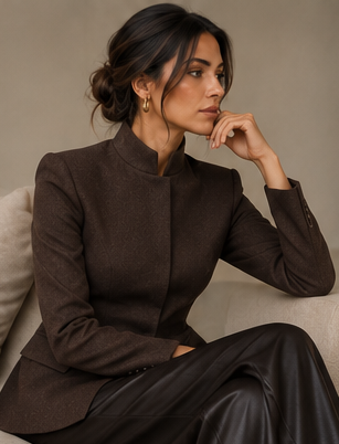 STAND COLLAR WOOL BLAZER