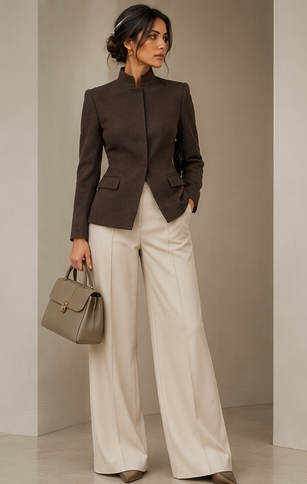 STAND COLLAR WOOL BLAZER
