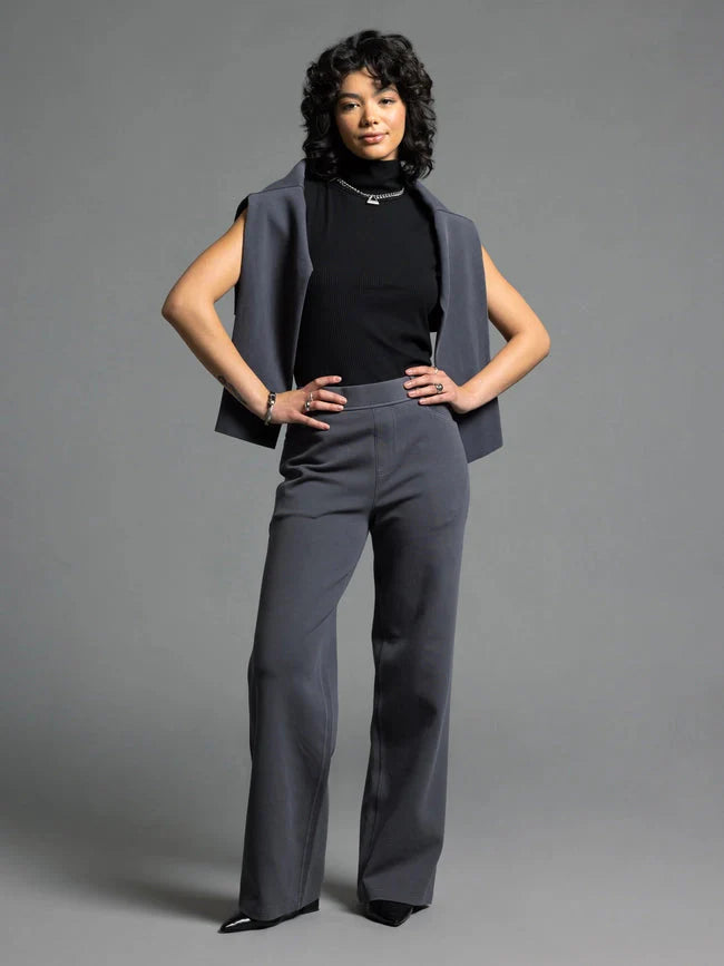 Elastic Waistband Relaxed Pants - Genevieve Pants EBONY