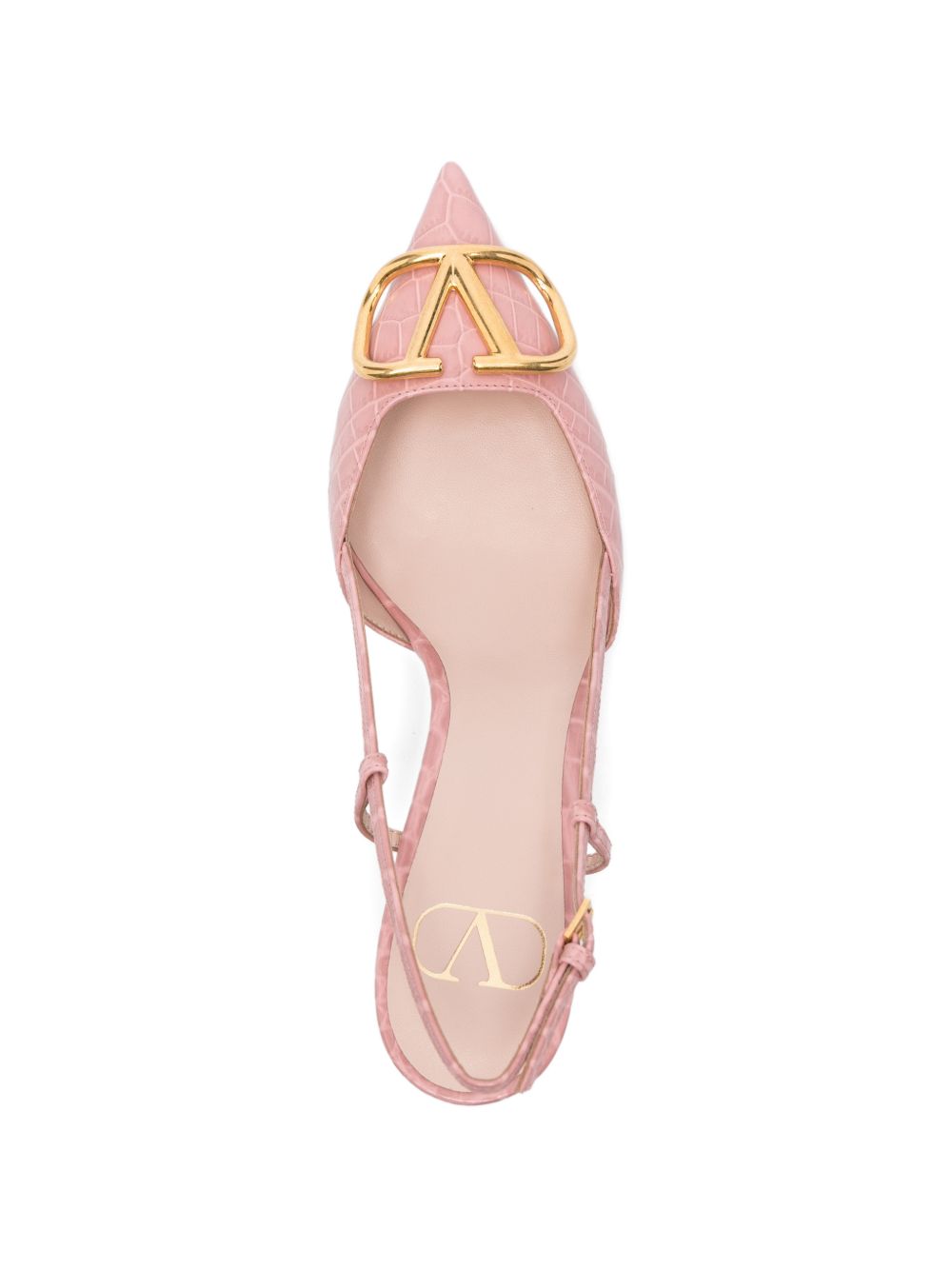 Embossed Crocodile Leather Slingback Pumps