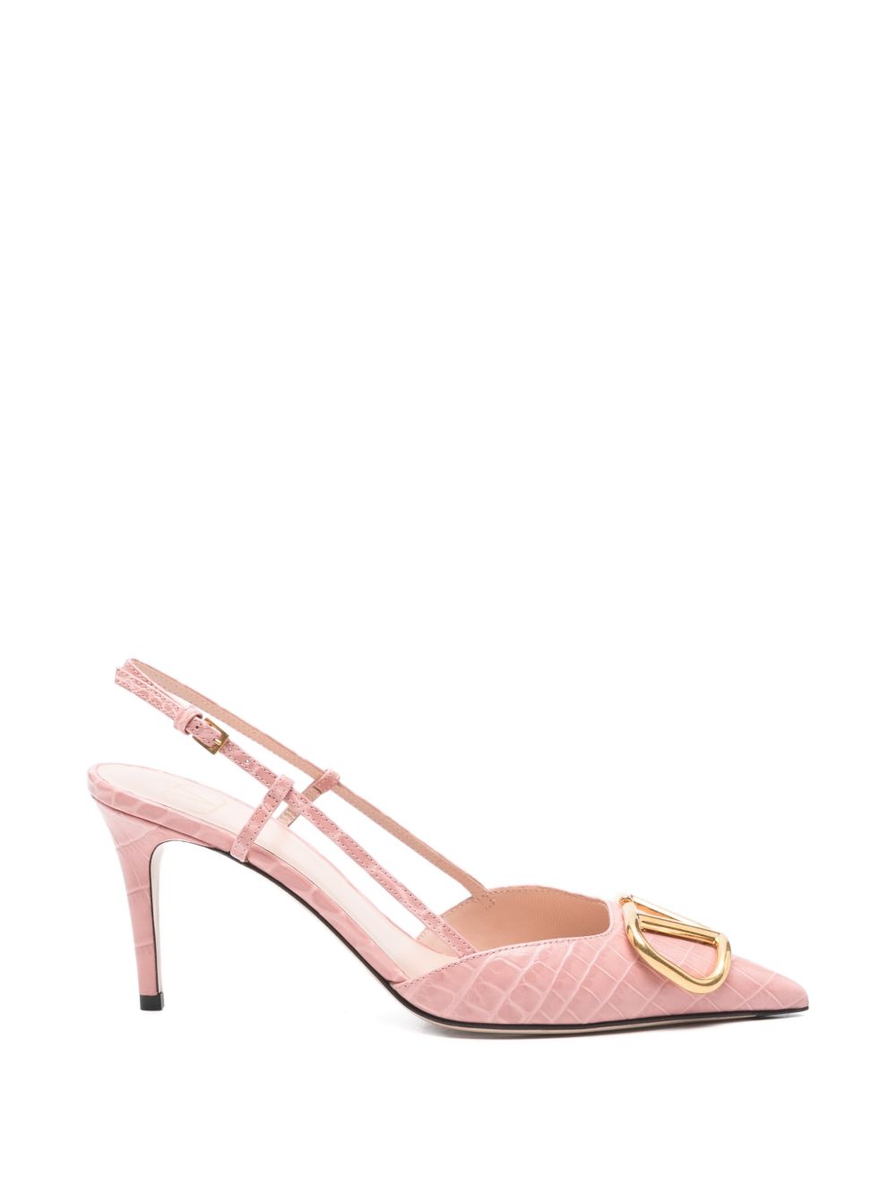 Embossed Crocodile Leather Slingback Pumps