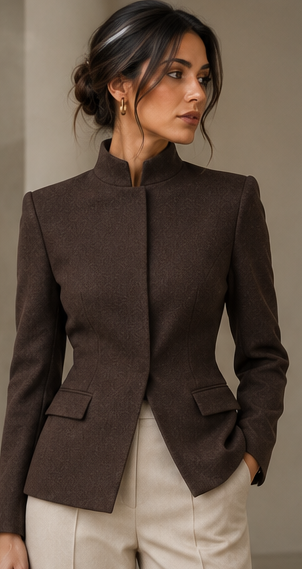 STAND COLLAR WOOL BLAZER