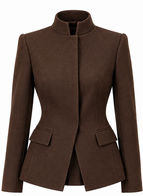 STAND COLLAR WOOL BLAZER
