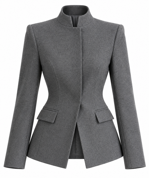 STAND COLLAR WOOL BLAZER