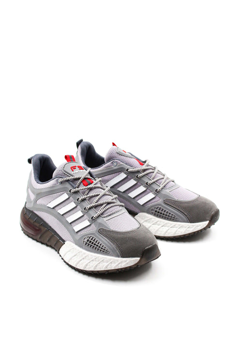 Men's Grey and White Athletic Running Sneakers - Wessi