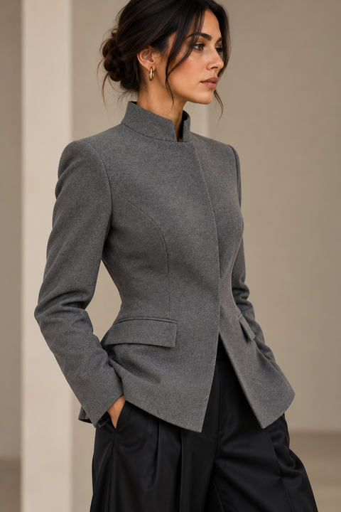 STAND COLLAR WOOL BLAZER