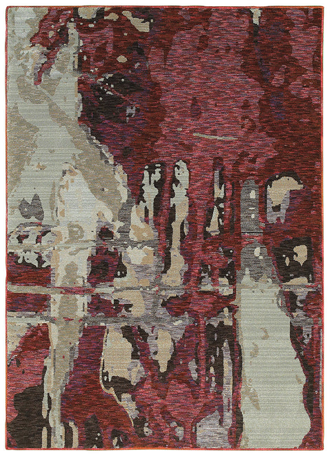 Fusion Contemporary Rug - Red / Pink / Cream / Gray