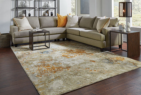 Fusion Contemporary Rug - Tan / Orange / Gray