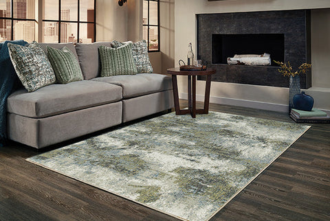Fusion Contemporary Rug - Olive / Gray / Tan / Gray Blue