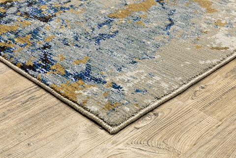Fusion Contemporary Rug - Rust / Gray Blue / Navy / Turquoise / Beige