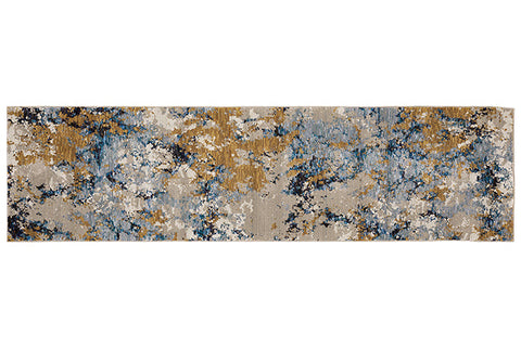 Fusion Contemporary Rug - Rust / Gray Blue / Navy / Turquoise / Beige