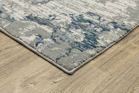 Fusion Contemporary Rug - Gray / Denim Blue / Beige
