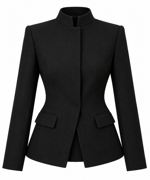 STAND COLLAR WOOL BLAZER