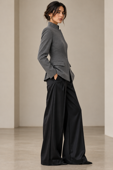 STAND COLLAR WOOL BLAZER