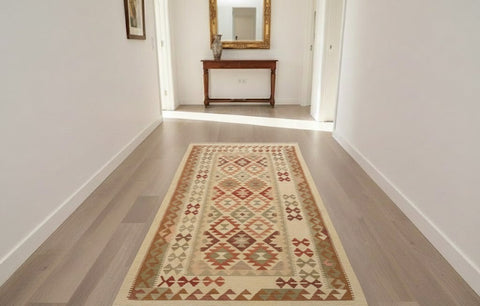 Afghan Kilim Handwoven flatweave Rug – size 3' 11" x 7"