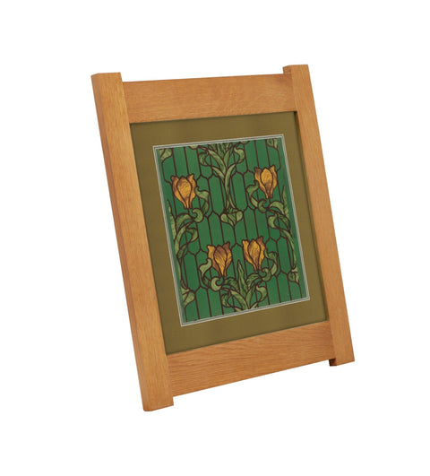 Arts & Crafts Mission Oak Framed Art with Stained Glass Blooms - Michael's Cherry