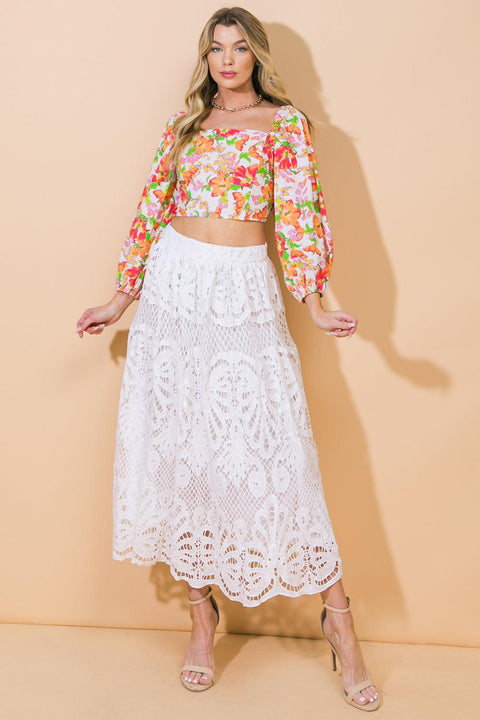 DREAMY NIGHTS WOVEN MIDI SKIRT