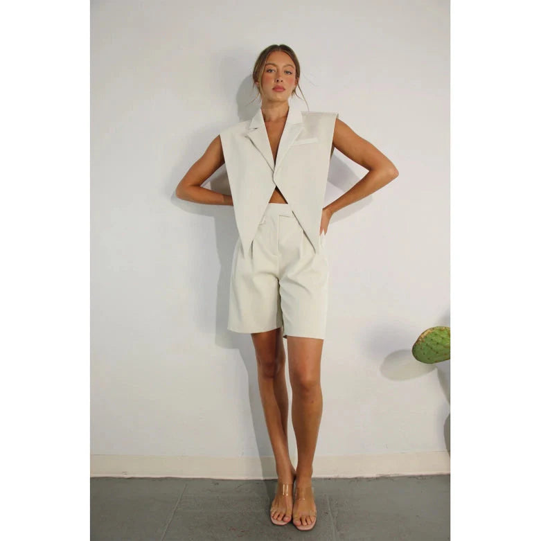 Faux Leather Vest CREAM