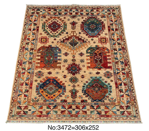 Hand-Knotted Vegetable Dye Heriz Rug from Pakistan, 8' 3" x 10'
