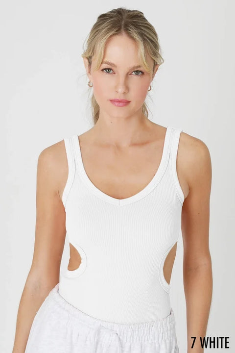 Deep V Neck Cutout Bodysuit