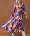 BOLD ADVENTURES WOVEN SATIN MIDI DRESS
