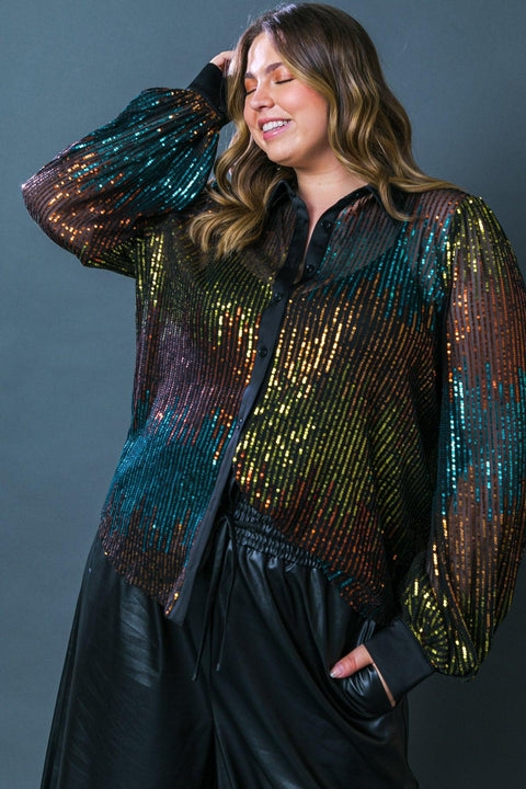 CAUSE A COMMOTION SEQUIN BLOUSE