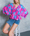 HERE WE GO AGAIN BLUE WOVEN TOP