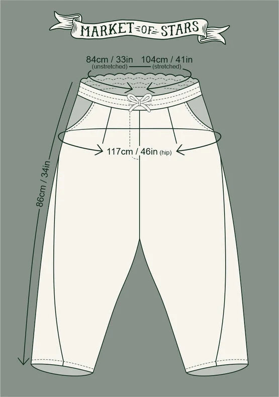 Folklore Boho Linen Floral & Bird Cropped Artist Pants