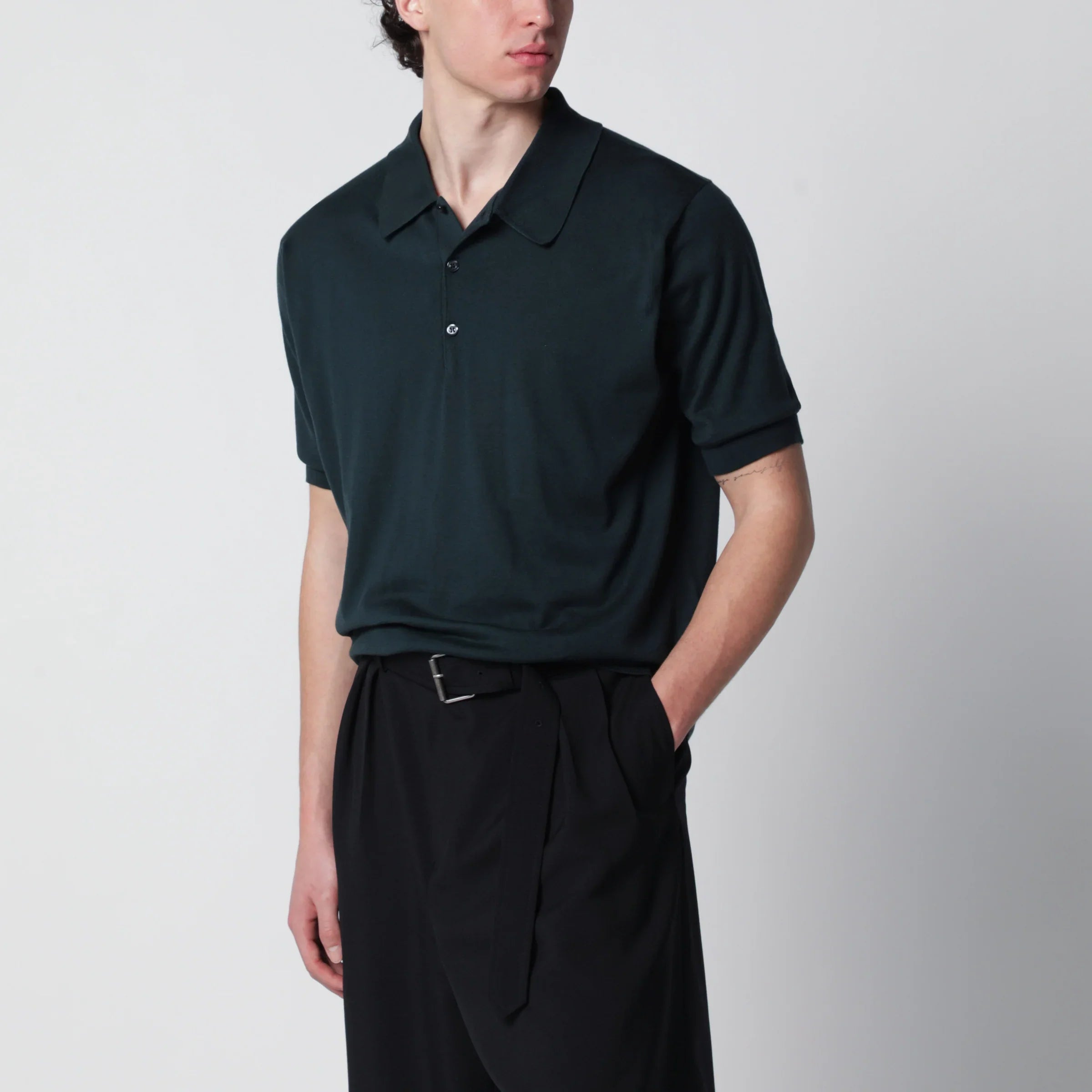 Forest Green Cotton Polo Shirt for Summer Comfort
